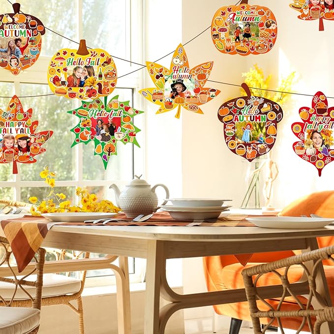Jetec 48 Packs Fall Picture Frame Craft Kits Fall DIY Photo Frame with Stickers Make Your Own Picture Craft for Thanksgiving Autumn Home Classroom Decor