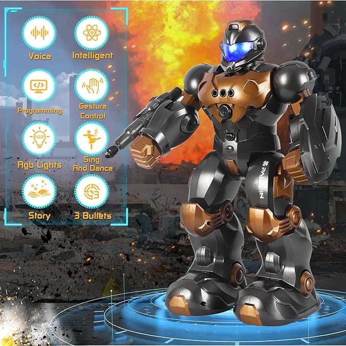 Remote Voice Control Robot Toys for Kids, Intelligent Programmable Robot Gifts, Popular Science Story Toys, Gesture Sensing