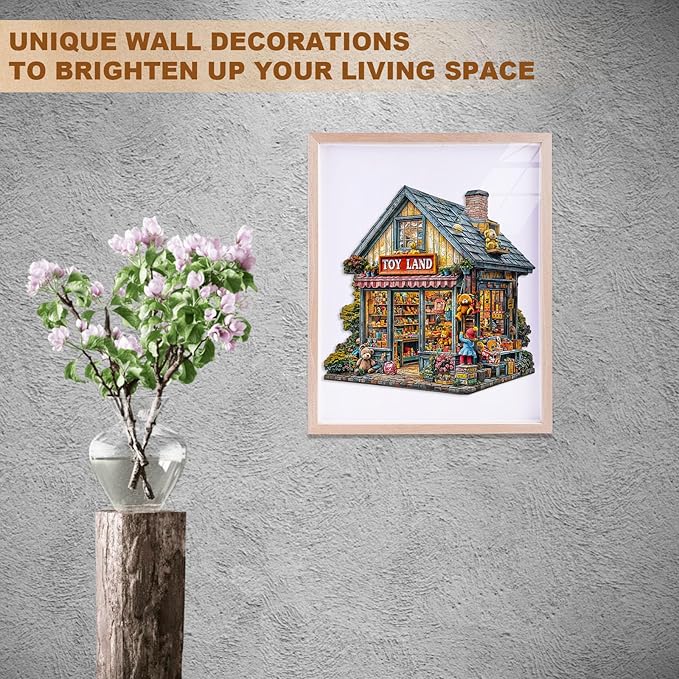 Jigfoxy Wooden Puzzle for Adults, Toy Land Jigsaw Puzzles for Adult, Unique Animal Shape Wood Cut Puzzles, Christmas Thanksgiving Gifts for Friends Family (S-8.5 * 8.4in-100pcs)