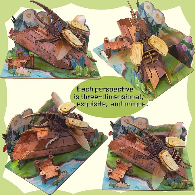 3D Wooden Puzzle for Adults, Teens and Kids - Contnovin 3D Dynastes Puzzle,73 Pieces DIY Model Building Kit, Creative Craft Decor, Relaxing Desktop Ornament, Unique Gift for Birthday and Christmas