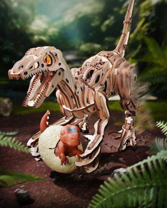 ROKR Walking Dinosaur Toys 3D Wooden Puzzles for Adults, Mechanical Wood Model Kits, Stem Building Project DIY Crafts Kits, Educational Toys Dino Collection Birthday Gifts for Adults & Teens 14+