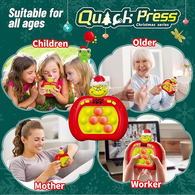 Upgraded Pop Push Game Toy for Kids, Quick Fast Push Pop Puzzle Handheld Game Light up Fidget Toy 8-12, Bubble Sensory Toys Christmas Stocking Stuffers Birthday Gifts for Kids Ages 3-12