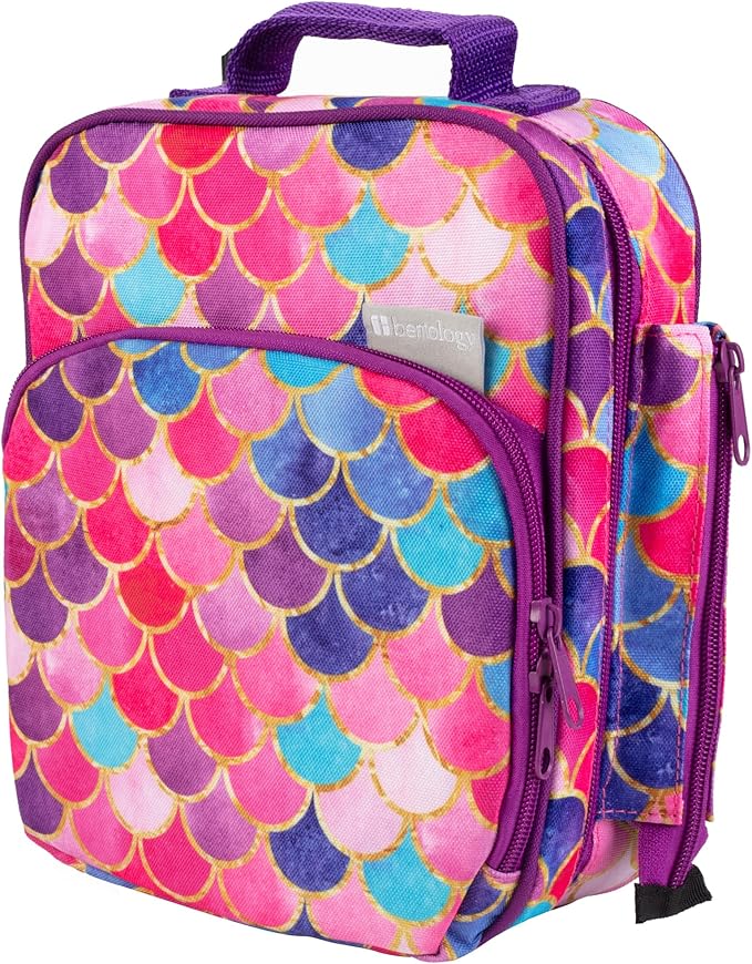 Kids Insulated Lunch Box w Snack Pocket & Expandable Water Bottle Holder For Girls- Waterproof Lunchbox Tote Keeps Food Hotter or Colder Longer - Reusable Back to School Bag Fits Most Bento Containers