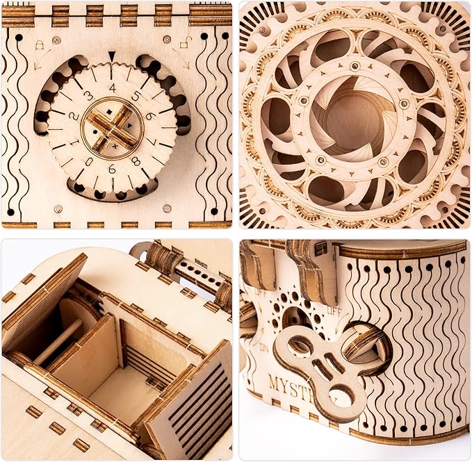 ROBOTIME 3D Wooden Puzzles for Adults, Treasure Box 3D Puzzle Mechanical Ring Box, Gift Choice Hobbies for Brain Teasers Enthusiasts