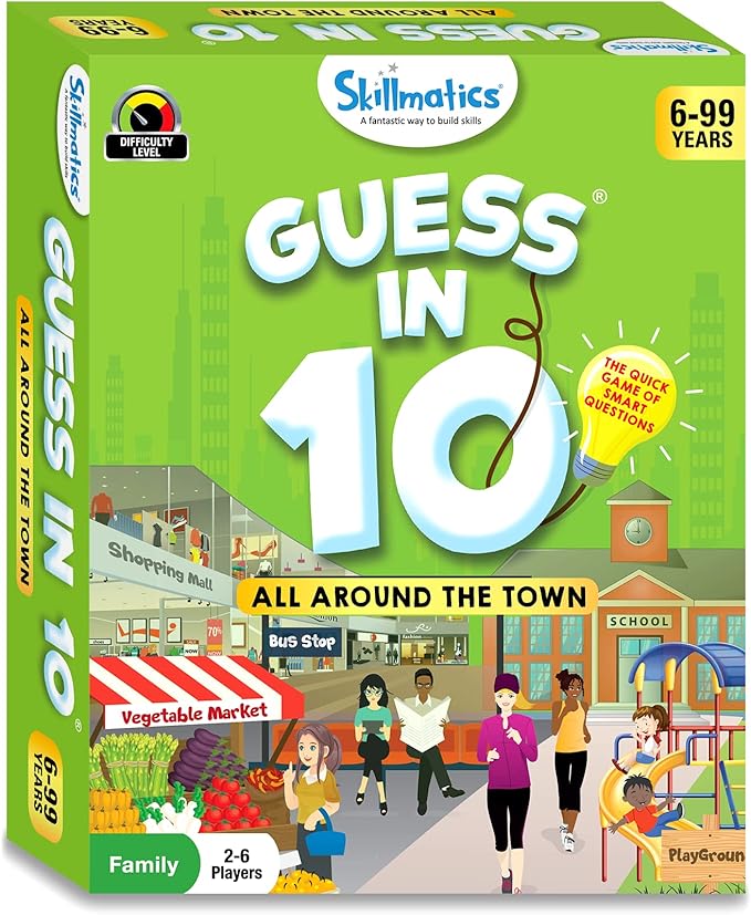 Skillmatics Guess in 10 Around Town, Perfect for Boys, Girls, Kids, and Families Who Love Card Games, Board Games, Travel Friendly, Gifts for Ages 6, 7, 8, 9 & Up