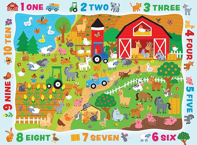 MasterPieces Nature Puzzle - Hide & Seek 48 Piece Jigsaw Puzzle for Kids - Counting on the Farm - 19"x14"
