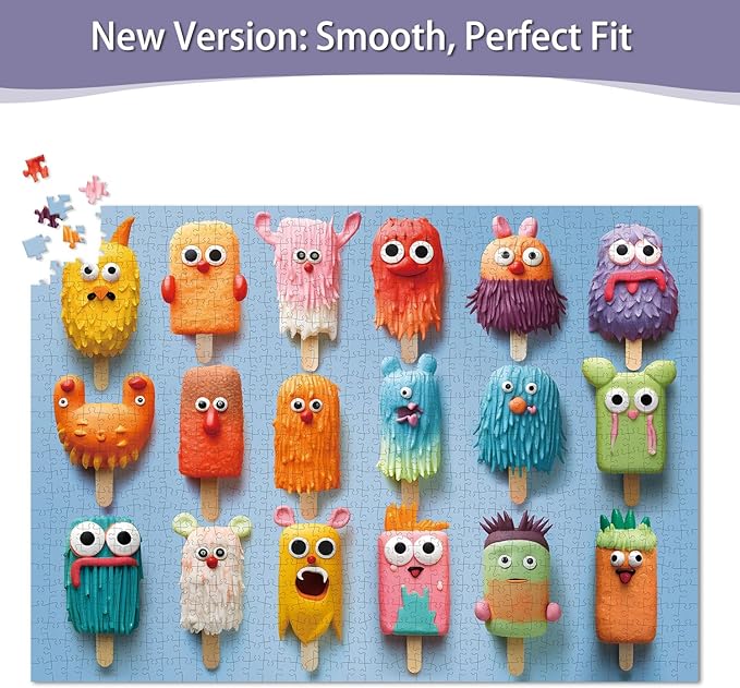 1000 Pieces Jigsaw Puzzles for Adults and Teens and Kids Family Games Happy Time Popsicle Monsters (Upgrade Version)