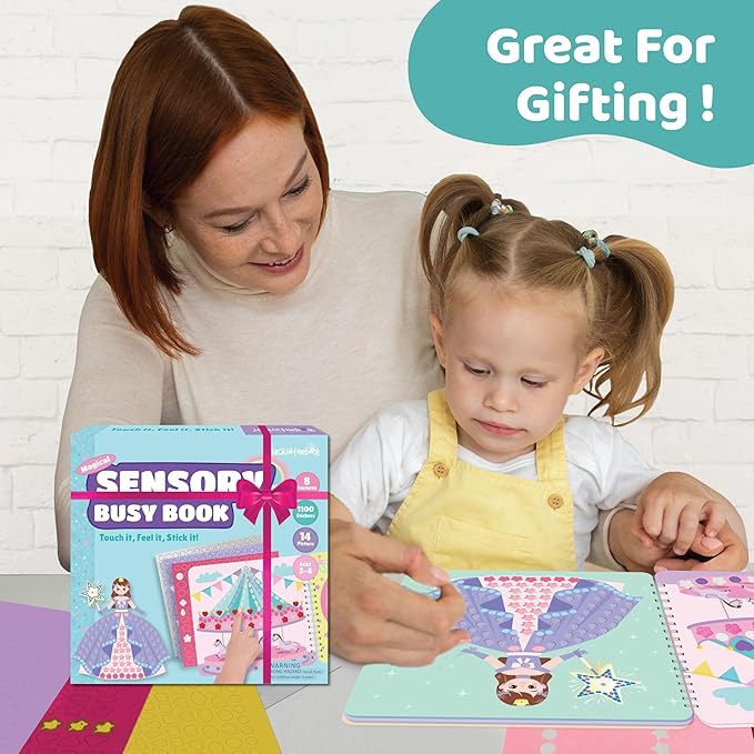 jackinthebox Sensory Craft Activity – Touch & Stick Textures - Magical, No Mess Sticker Craft for Kids, Craft Kits, Sensory DIY Activity, Gifts for Boys & Girls Ages 3, 4, 5, 6, Travel Toys