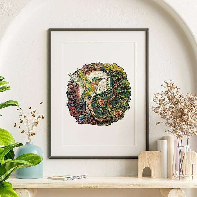 Jigfoxy Wooden Puzzles for Adults, Yin Yang Hummingbird Wood Puzzles Adult, Unique Animal Shape Wooden Jigsaw Puzzles for Adults, Birthday Gifts for Puzzle Lovers, Family (XL-17.3 * 16.9in-560pcs)