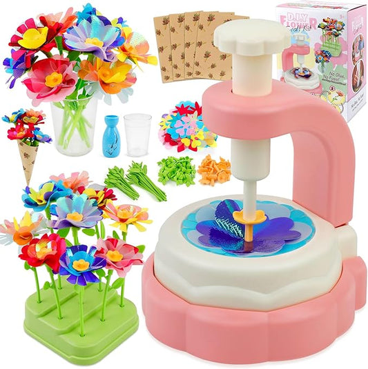 Broytain Fabric Flower Bouquets Toys, DIY Flower Bouquet Craft Kit for Kids, Arts & Crafts Educational Toys for Girls Ages 4–8, Preschool Learning & Birthday Activities