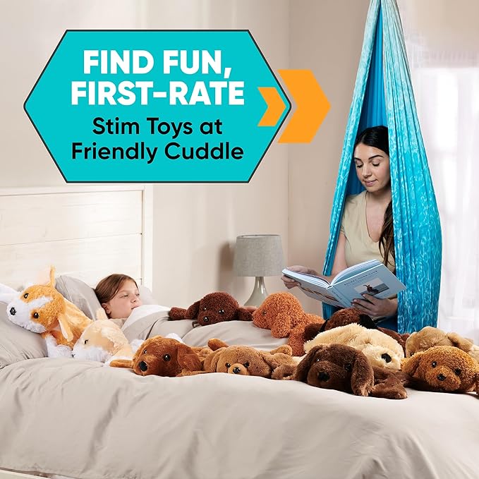 FRIENDLY CUDDLE Weighted Lap Blanket for Kids & Adults – Molly Weighted Blanket – ASD, Sensory Processing Weighted Stuffed Animals Dog Toy – Microwavable Weighted Lap Pad for Kids, 5 Lbs
