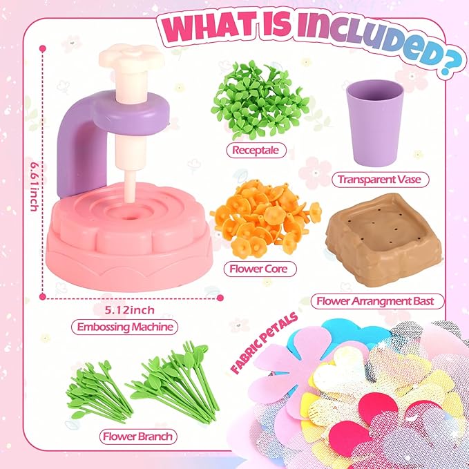 Children's DIY Handmade Set Toys, Flower Market Toys, Girls Vase Art, Suitable For 4, 5, 6, 7, 8 Years Old Toddler Girl Art And Craft, Suitable For Girls Educational Activities Birthday Gift