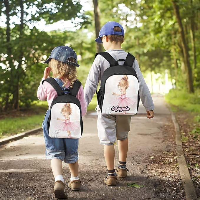 Ballerina Kitten Toddler Backpack for Boys Girls 3-6 Bookbag for Preschool Small Kindergarten Elementary Backpackss for Kids for School