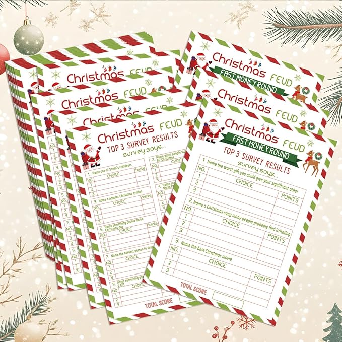Christmas Family Feud Game, Christmas Party Games, Christmas Games for Family Party, Christmas Games for Adults, Christmas Party Activity-CHMTXF01