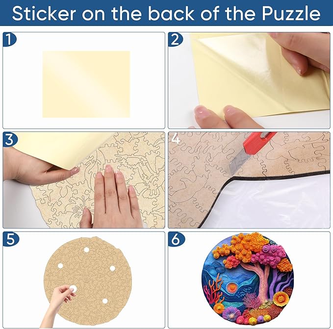 Wooden Puzzles for Adults, 3D Vision Effects Coral Wooden Jigsaw Puzzles 200pcs, 11.1x11.2in, Medium, Unique Shape Adult Puzzles, Wood Puzzles Creative Gift for Adults and Kids Family Game