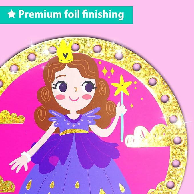 EZCRA Lacing Cards for Kids Ages 3-5 - 5 Pcs Princess and Unicorn Theme with Colorful Laces - Craft Kit for Kids DIY Activity Set - Fine Motor Skills Toys and Preschool Learning Activities