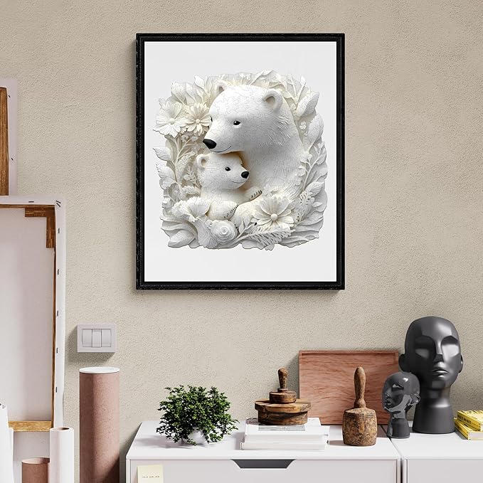 KAAYEE Wooden Puzzles for Adults, 3D Vision Effect Polar Bear Family Wooden Jigsaw Puzzle Unique Shape Wood Puzzle Adult, 3D Effect Flat Puzzle Birthday Family Game (M-11.4 * 11.1 in-200pcs)