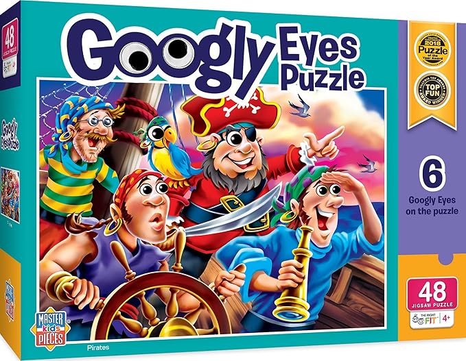 MasterPieces – 48 Piece Jigsaw Puzzle for Kids 4+ Years, Pirates with Googly Eyes, Educational and Fun Game, Gift Idea for Children, 19" x 14