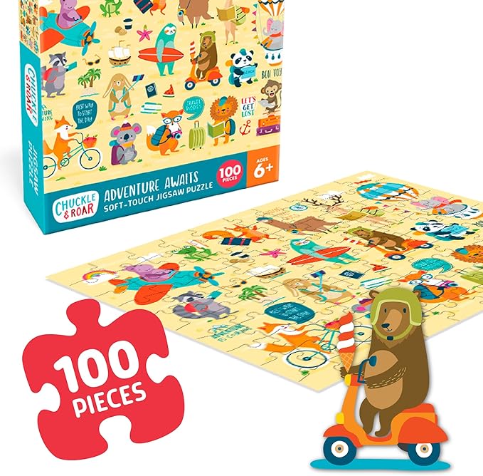 Chuckle & Roar Educational 100 PC Jigsaw Puzzle Adventure Awaits Edition