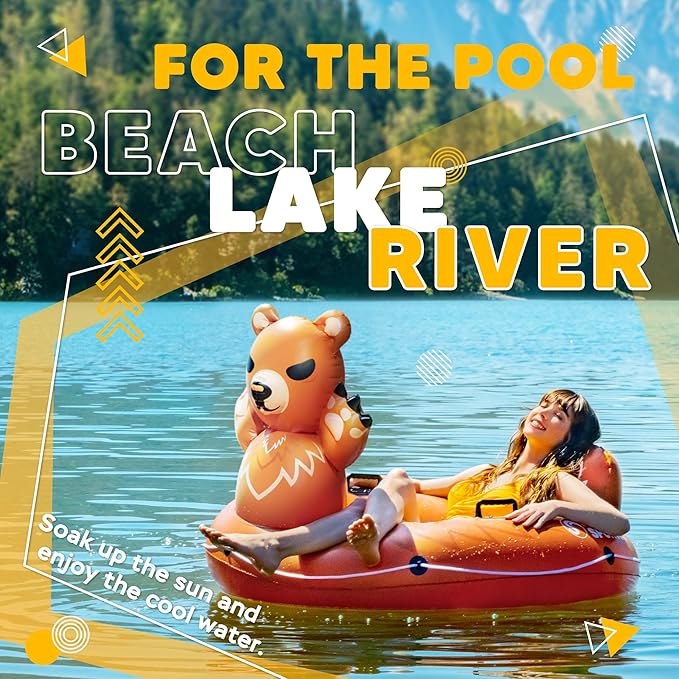 2025 New & Upgraded Sunlite Sports Heavy Duty River Tube Inflatable, Premium Water Float to Lounge Above Lake and River, Outdoor Water Raft Sport Fun, Recreational Use