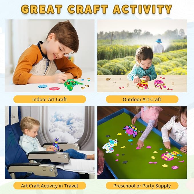 VKPI 4 Pieces EVA Foam Art Crafts Gift Kit, Creative Make Your Own Butterflies, Cartoon Paper Craft Projects for Kids Ages 4+ Toddler, Preschool Learning Toy for Birthday Party Favor Supplies