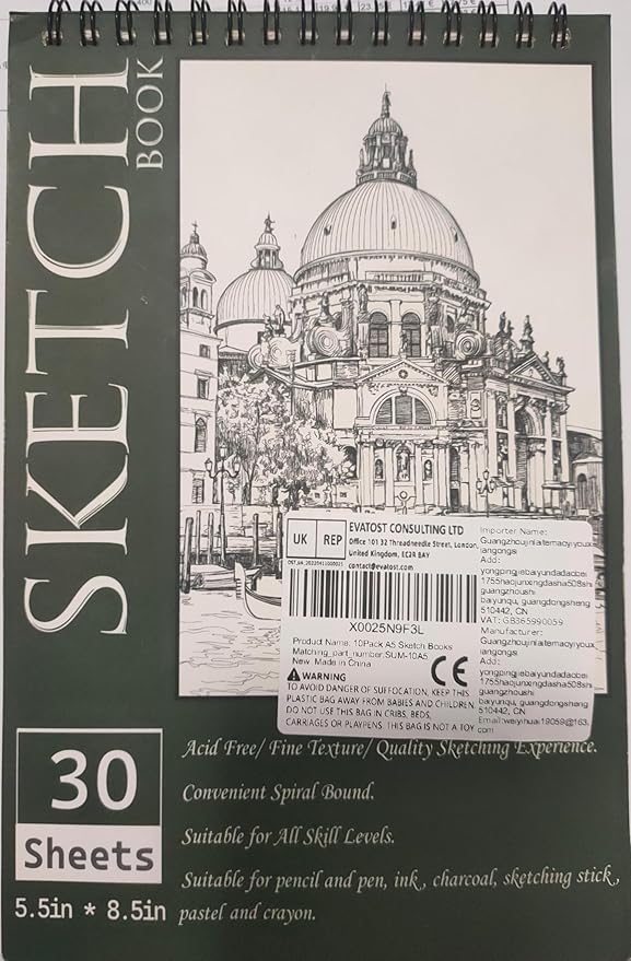 OSIMIG 10 Pack 5.5 * 8.5"" Sketch Books, 300 Sheet Drawing Paper, Mini Sketchbook for Kids, Drawing Pad, Top Spiral Bound Sketch Pad for Beginger, Adult Art Supplies, sumiaoben -10