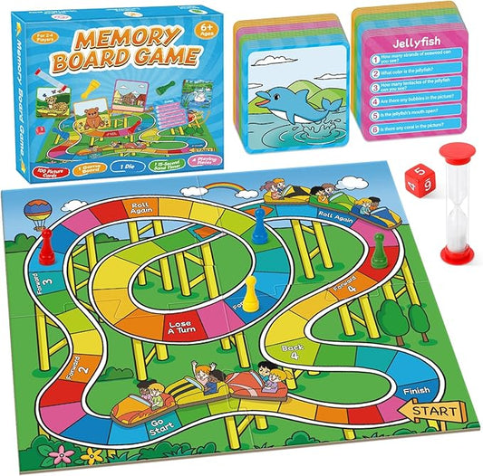 Memory Board Games for Kids and Adult, Improve Observation, Concentration and Reading,100 Picture Cards, Fun & Educational for Family Game Night & Party Activities, 2-4 Players, Ages 6 And Up