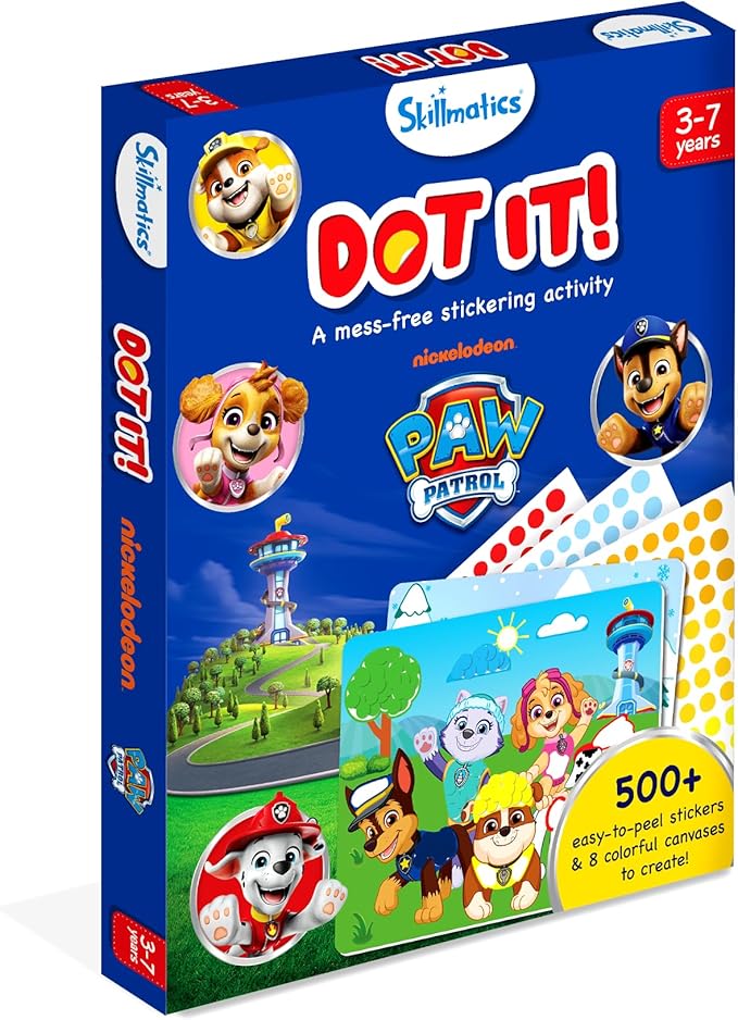 Skillmatics Dot It Sticker Art - PAW Patrol, Mess-Free Fun for Kids, 500+ Stickers, Craft Kits, DIY Scrapbooking Activity, Travel Toys, Gifts for Boys & Girls Ages 3, 4, 5, 6, 7