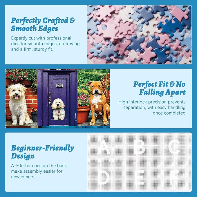 500 Piece Jigsaw Puzzle for Adults – Cute Dogs and Doors Design, Dog Puzzles for Adults 500 Pieces, Unique Home Decor Puzzle for Relaxation & Fun Family Time (20.5" x 15")