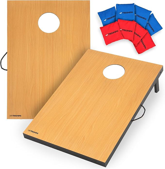 Triumph Premium 2x3 Cornhole Set - Includes 2 Portable, Scratch Resistant Bag Toss Boards and 8 Cornhole Bags