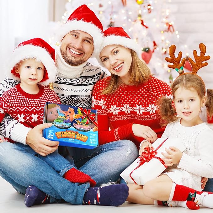 Dinosaur Toys for Kids 3-5: Wooden Stacking Montessori Toys for 3 4 5 6 7 Year Old Balance Competition Game for Family Ideal Christmas Birthday Gifts for Kids Ages 3-7 (Double Version)