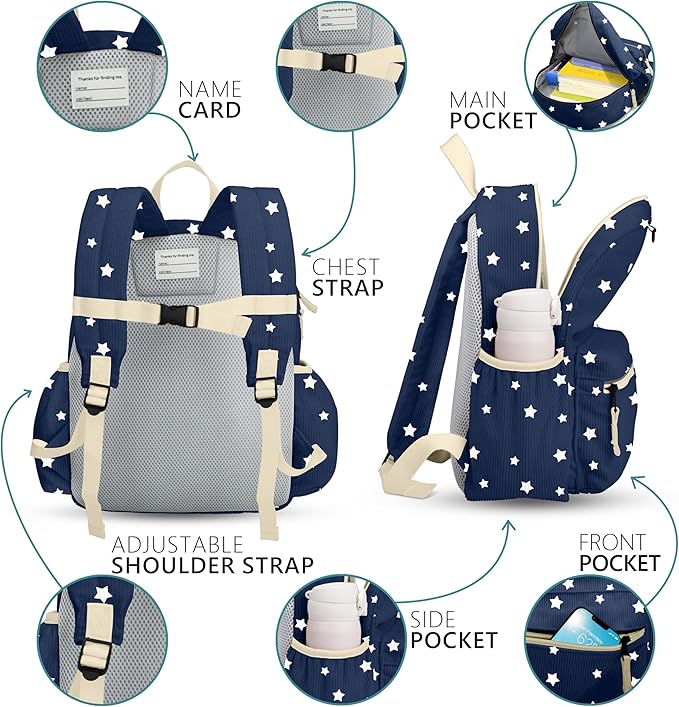 Corduroy Toddler Backpack for Boys 2-5: Preschool Backpack for Girls - Cute Kids Backpack 13.5" H Fit Folder