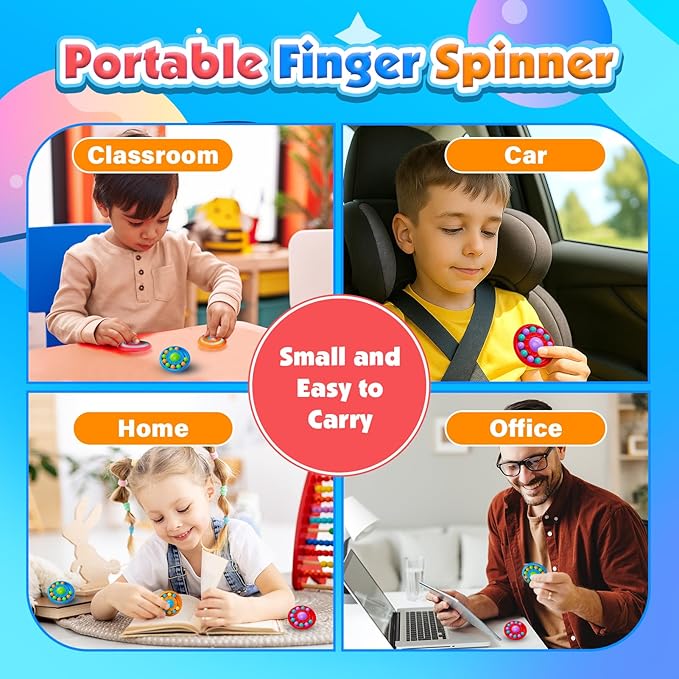 Fidget Sensory Toys for Kids: 3 Pack Spinner Toys for Stress Anxiety Relief, Small Desk Toy for Kids with Autism ADHD, Novetly Rolling Fidgets for Classroom Prize Office, Road Trip Travel Activity