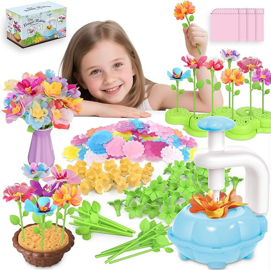 Kufanda Arts and Crafts for Kids 4-6, Toddler & Creative Fabric Flower Bouquets Toys for 4-8 Year Old Kids, Ideal Festive Gifts for Granddaughters & Craft Lovers, Educational Fun DIY Activity Set