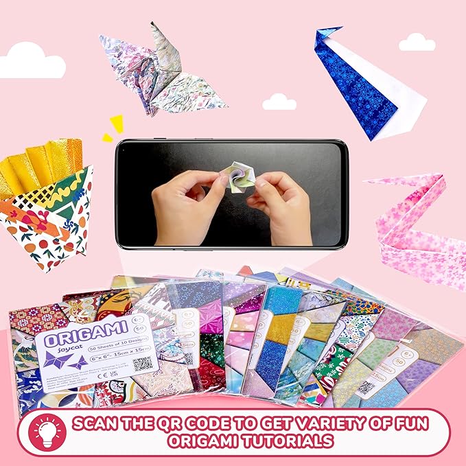 Dreamy Fantasy Origami Paper - 50 Sheets 6x6 Inches - Double-Sided Ethereal Patterns for Magic, Mythical & Celestial Crafts - for Adults, Kids & Artists, Ideal for Scrapbooking.
