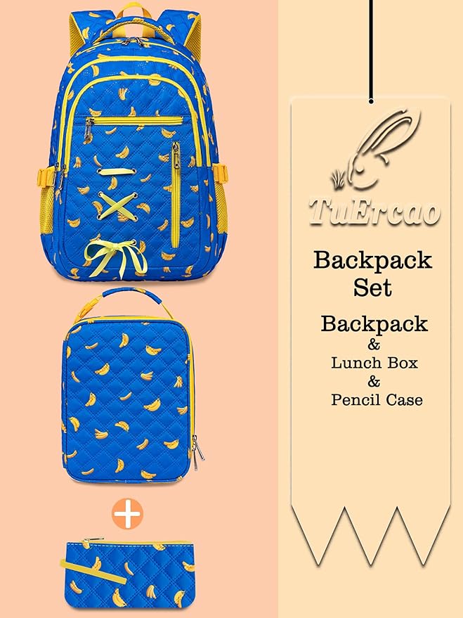 TuErCao Cute Banana-Themed Lunch Box Kids for School, Compact Reusable Tote LunchBox for Boys Girls for School, Office, Picnic, Lightweight Small Lunch Bag Fits Bento Boxes, Snack and Foods