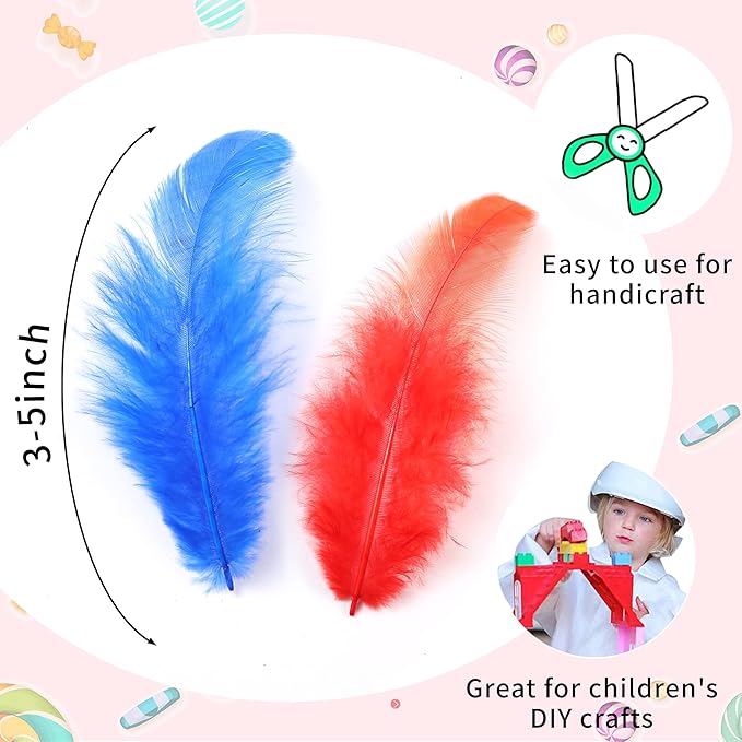 Soarer Colorful Craft Rooster Feathers - 300pcs 3-5inch Colored Feathers Bulk for Kindergarten DIY Crafts,Wedding Home Party Decorations,Dream Catcher Supplies(Rooster Colorful)