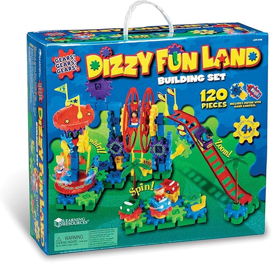 Learning Resources Gears! Gears! Gears! Dizzy Fun Land, Motorized Gears Toy Set, Gears for Kids, Engineering for Kids, Puzzle, 120 Pieces, Ages 5+