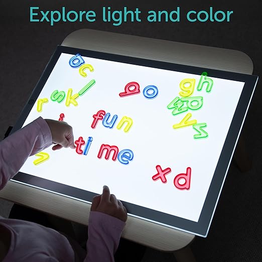 TickiT Ultra Bright LED Light Panel - In Home Learning Supplies for Sensory Play - Adjustable Brightness - Color and Shape Exploration on a Light Box