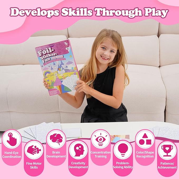 MyPixie Foil Art & Fun - No Mess Princess Foil Crafts for Kids, DIY Creative Activity, Craft Kits & Supplies, Birthday Gifts, Arts & Crafts, Toys, Gifts for Ages 4, 5, 6, 7, 8, 9, 10