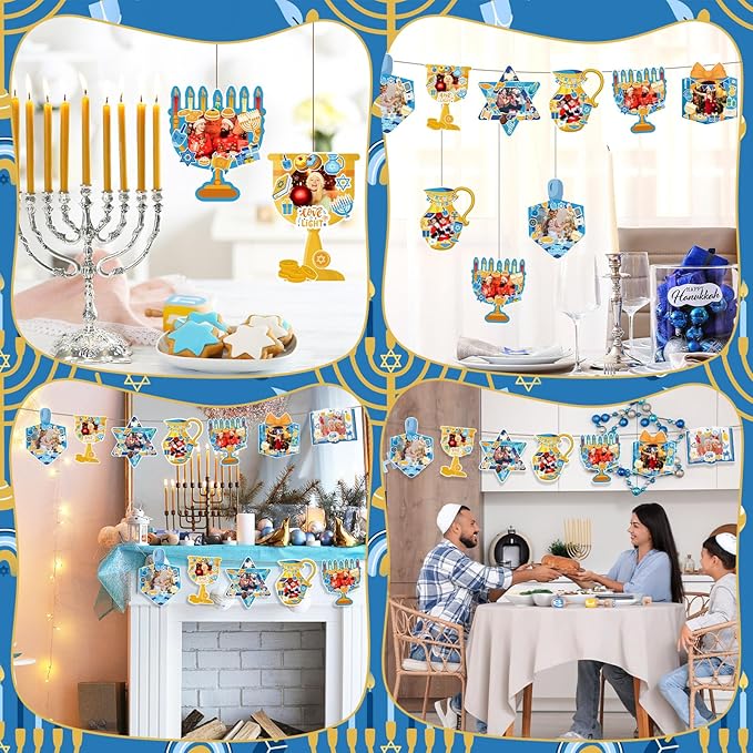 Jetec 48 Set Hanukkah Picture Frame Craft DIY Chanukah Photo Frame Make Your Own Festival of Light Ornaments with Jewish Festival Stickers for Hanukkah Party Favor Classroom Activities