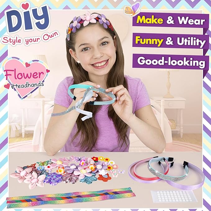 Gifts for 6 Year Old Girls: Craft Kits for Kids 6-12 | Fashion Girl Hair Accessories Making Set | That Allows Girls to Make Their Own Unique DIY Flower Hair Accessories