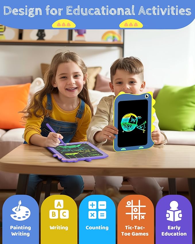 TEKFUN Toddler Boy Toys, LCD Writing Tablet for Kids, Doodle Board Dinosaur Toys, Travel Essentials Toys for 3 4 5 6 Year Old Boys Girls, Easter Birthday Christmas Gifts (8.5inch Blue)