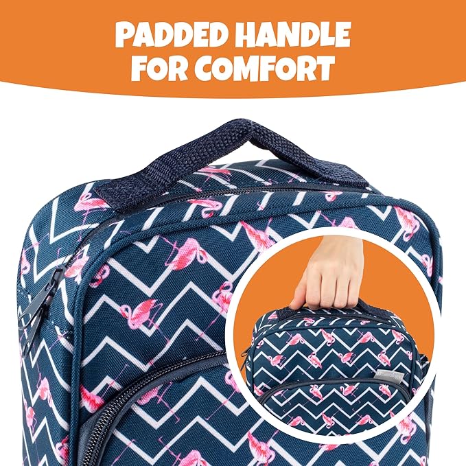 Kids Insulated Lunch Box w Snack Pocket & Expandable Water Bottle Holder For Girls- Waterproof Lunchbox Tote Keeps Food Hotter or Colder Longer - Reusable Back to School Bag Fits Most Bento Containers