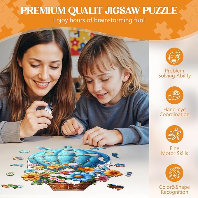 Wooden Puzzles for Adults, Wooden Jigsaw Puzzles for Adults, Flying Flowers Unique Shaped Wood Puzzles Adult, Creative Birthday Gifts for Friends Family Game, Home Decor (9.4 * 6.9in 100pcs)