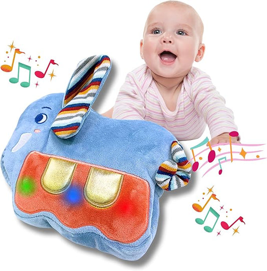 Lumio Interactive Musical Plush Toy with Lights and Drum Sounds - Sensory Toy for 3 6 9 12-18 Months and up, Perfect for Tummy Time Rhythm Learning (Piano)