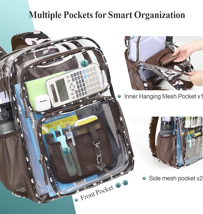 PACKISM Clear Backpack for School - 17 inch Large Heavy Duty Clear Bookbag, See Through PVC Backpacks (for age 12 above)