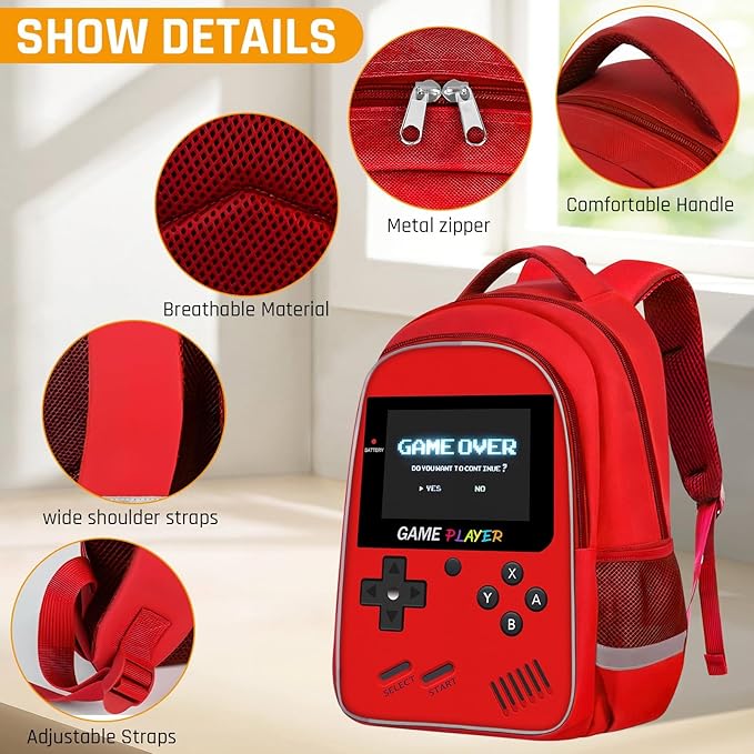 School Backpack For Boys - Gamer Boys Backpack For Kids Children Teens Elementary Middle School - Ages 6-18,17″