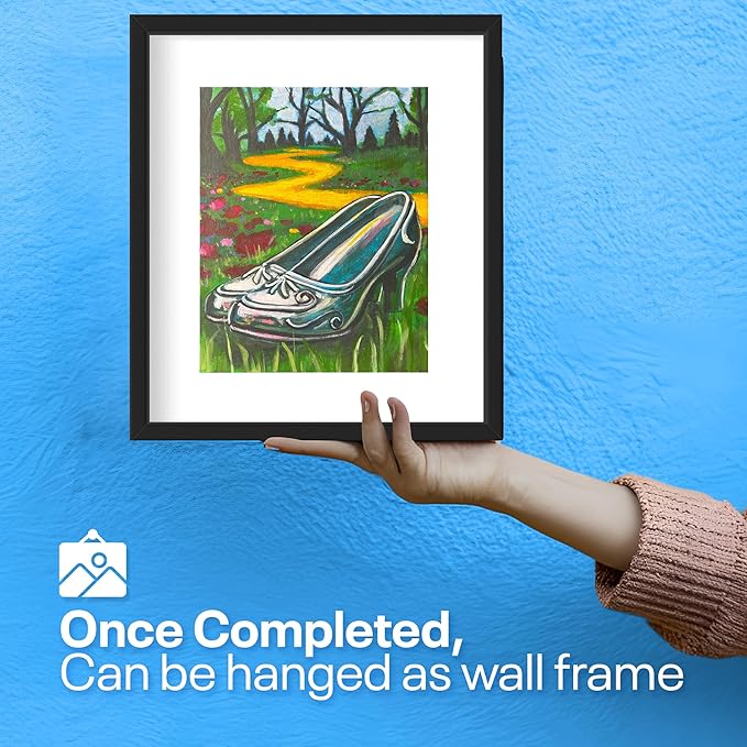 Painting4Real DIY Painting Class Kit for Adults with Video Tutorials: Learn to Paint Wizard of Oz Silver Slippers – How to Paint with Acrylics – Painting & Art Supplies – 9 Piece Acrylic Paint Set