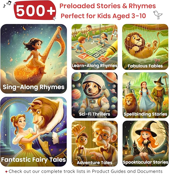WonderBuddy Kids Story Box Audio Player, 500+ Preloaded Stories & Rhymes with Storybook DIY Art Kit, Voice Recorder, Content Upgrade, Bluetooth, Birthday Gift for Girls 3+ Years- Unicorn